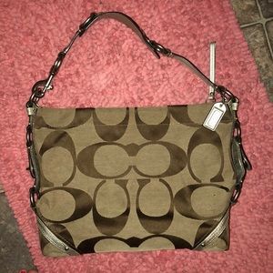 COACH Signature Jacquard Brown/Beige Silver Bag